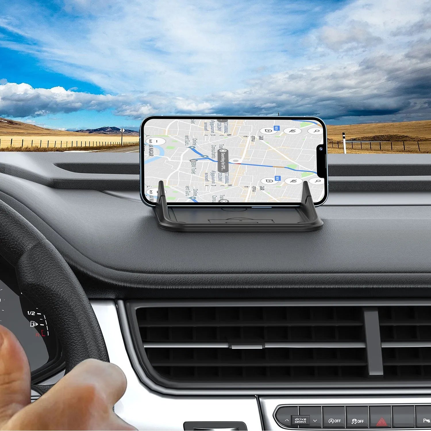 Silicone automobile phone holder with Peak-X5 silica gel pad for car and desktop use