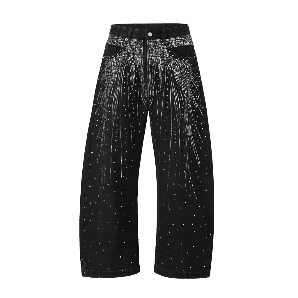 Loose-fitting wide-leg cotton trousers in black and blue colour options