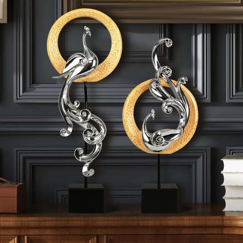 Resin Phoenix ornament in European style with detailed moulded design