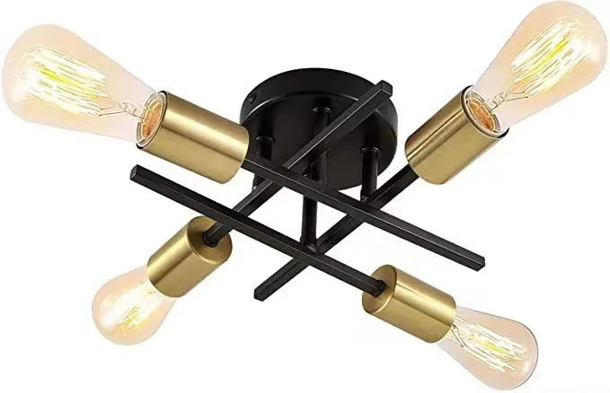 Modern Nordic 4-head ceiling lamp in Black Gold finish for living room or bar counter