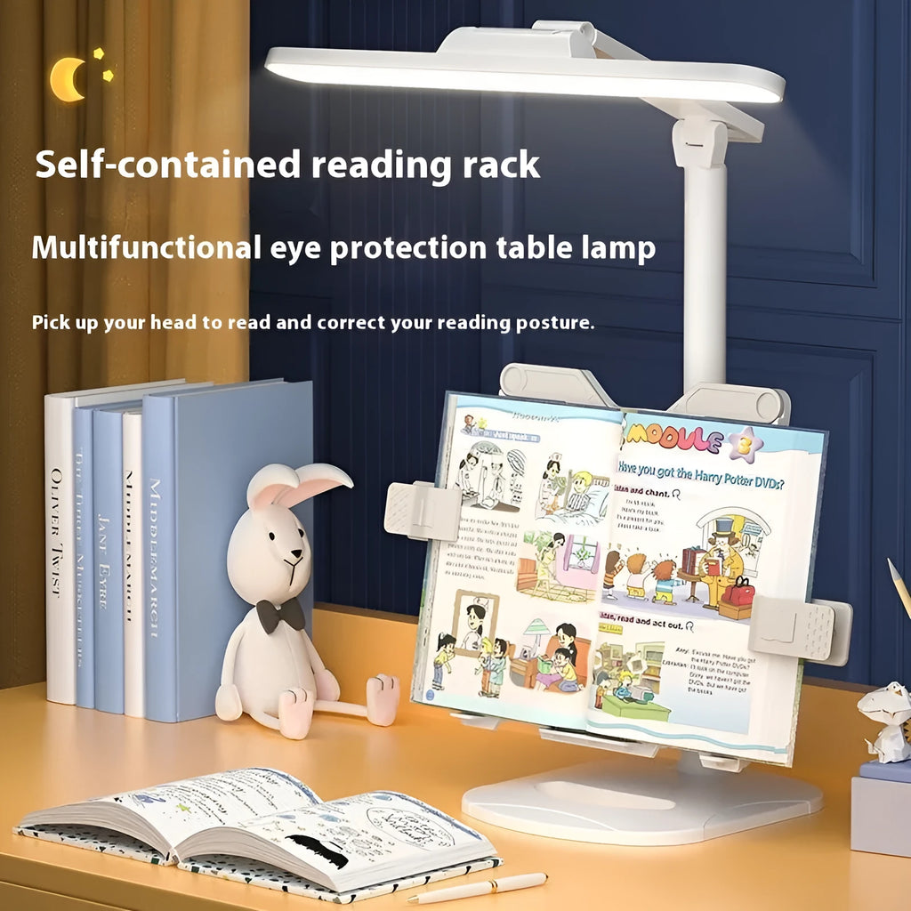 Adjustable reading bookshelf lamp with three colour temperature settings and dual power options