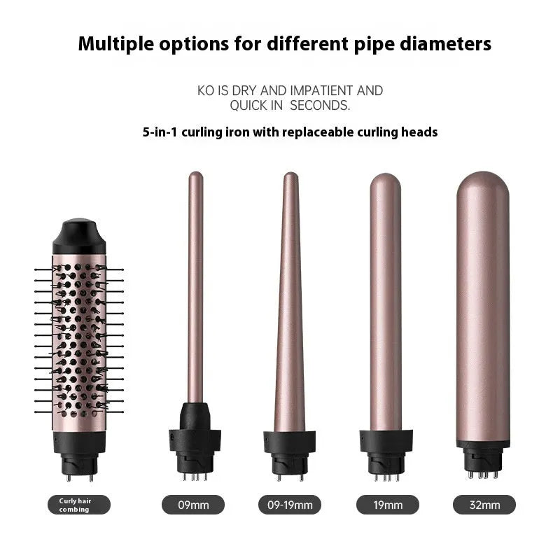 Automatic hair curler for large waves in rose gold with three included headbands