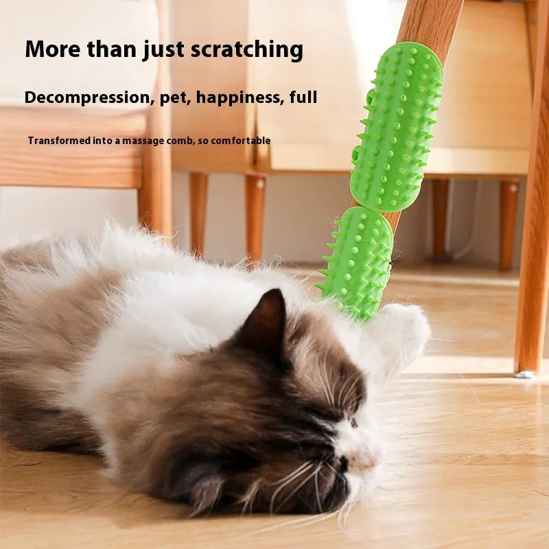 Silicone cat scratching massage comb with adjustable strap in multiple colours