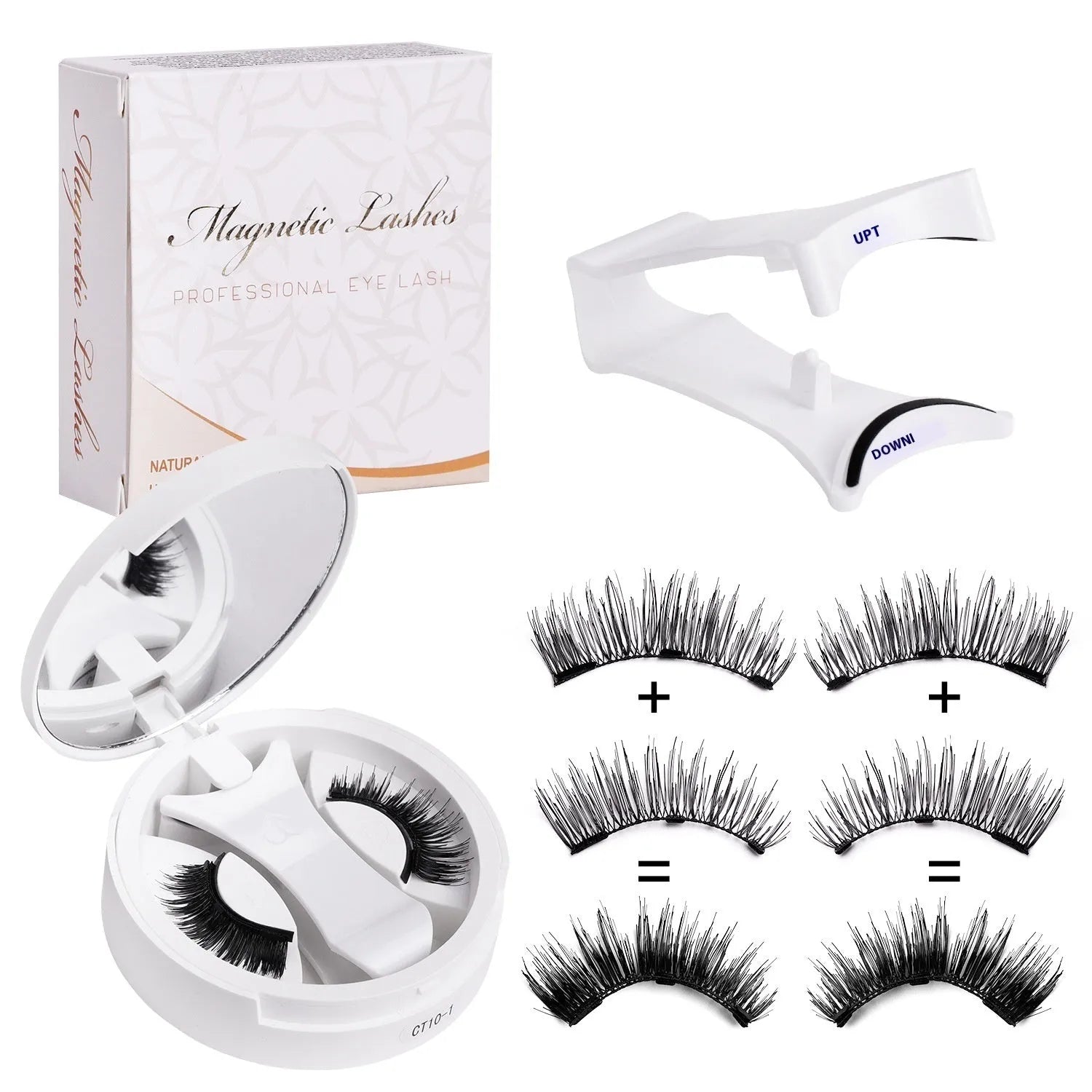Portable integrated soap holder for magnetic false eyelashes storage, made from chemical fibre.
