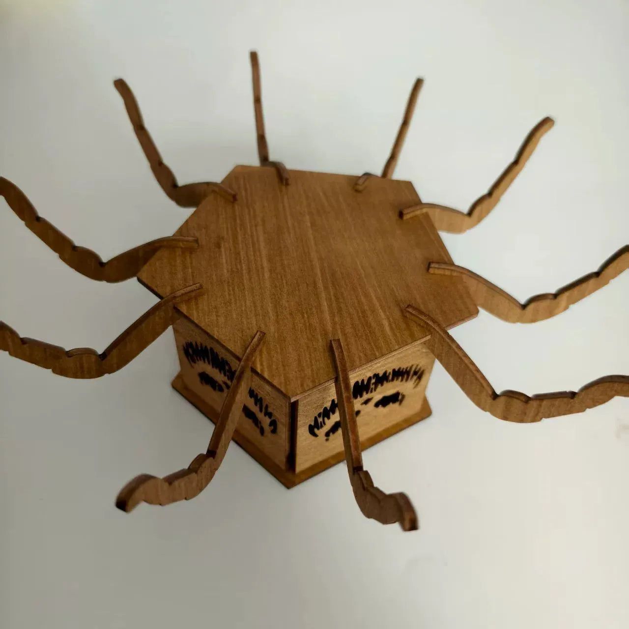 Wooden Halloween candlestick with ghost spider mini lantern decoration, modern simplicity style