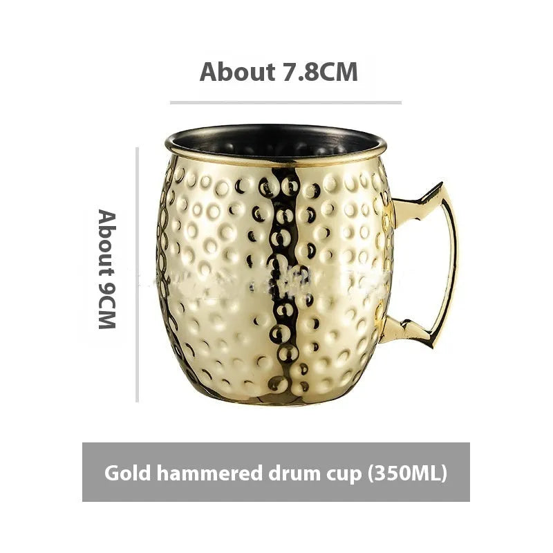 Stainless steel Moscow Mule cup with copper-plated finish in silver, gold, rose gold or black colour options