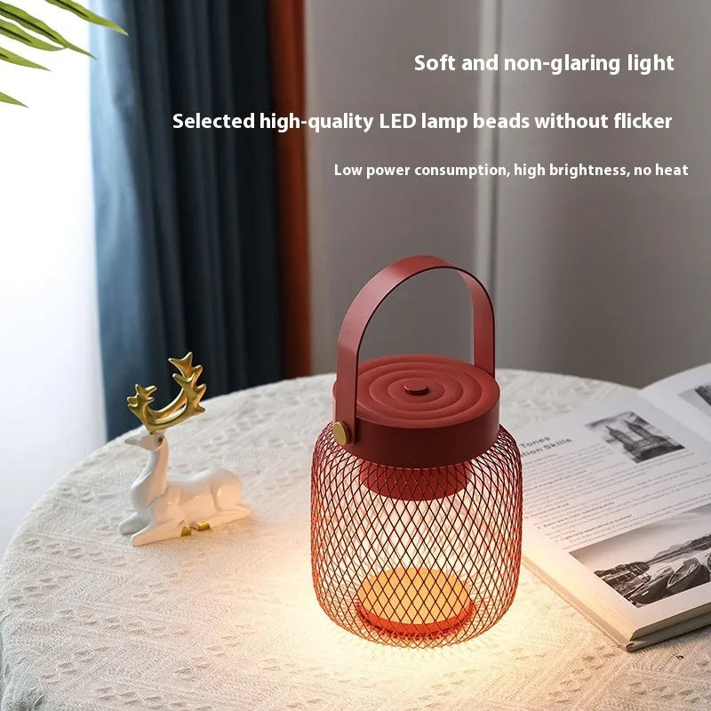 Red metal shade wirelss touch sensing mini wall hanging night lamp with USB cable, Nordic style