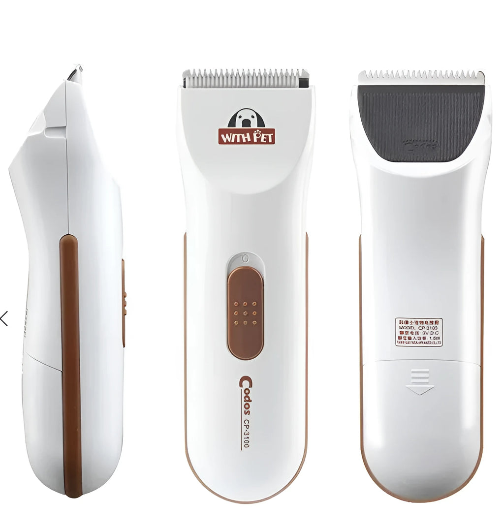 White pet electric hair clipper with ceramic blade for pet grooming