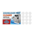 Box of 12 household dishwasher and washing machine cleaning tablets on a counter