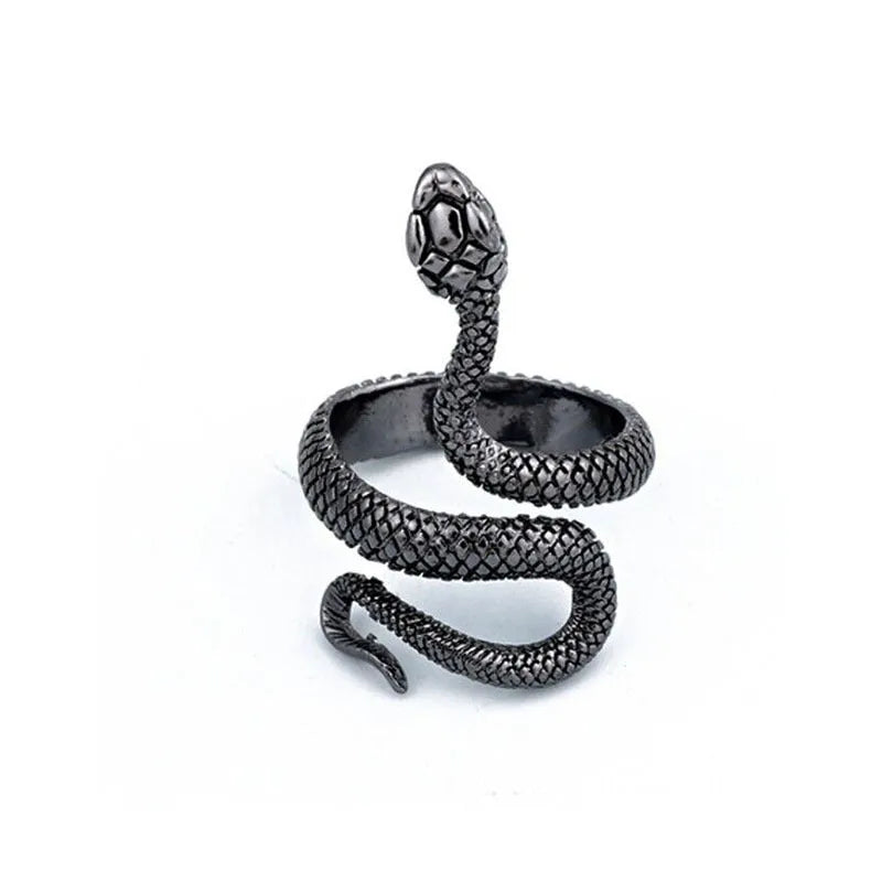 Punk ring for women, size 9, ancient silver or black, alloy with silver or gold plating