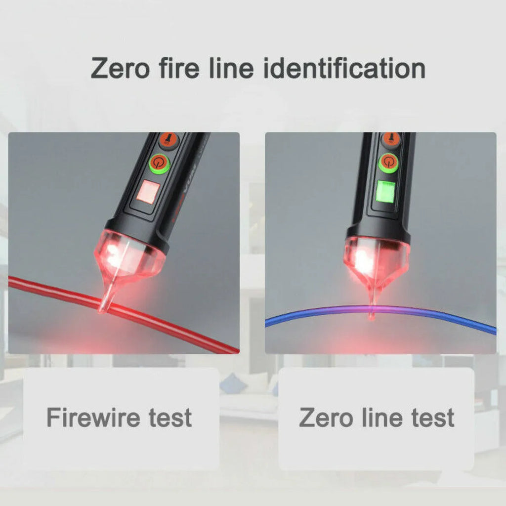 Intelligent multi-function line detection induction pen with sensor tip for electrical testing.