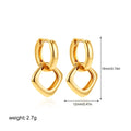 Copper geometric square double ring twist ear clip earrings on display