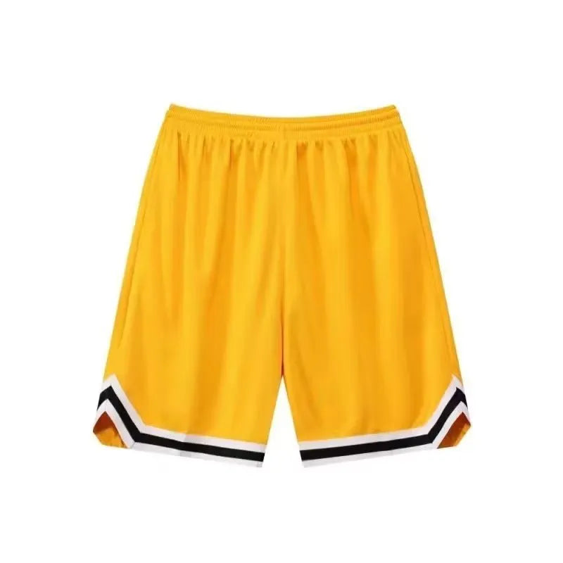 Men's polyester sports shorts in loose fit design available in multiple colours including black, white and blue shades