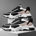 Men's breathable mesh running shoes, low-cut lace-up trainers with plastic sole, black khaki or black and blue, sizes 39-44