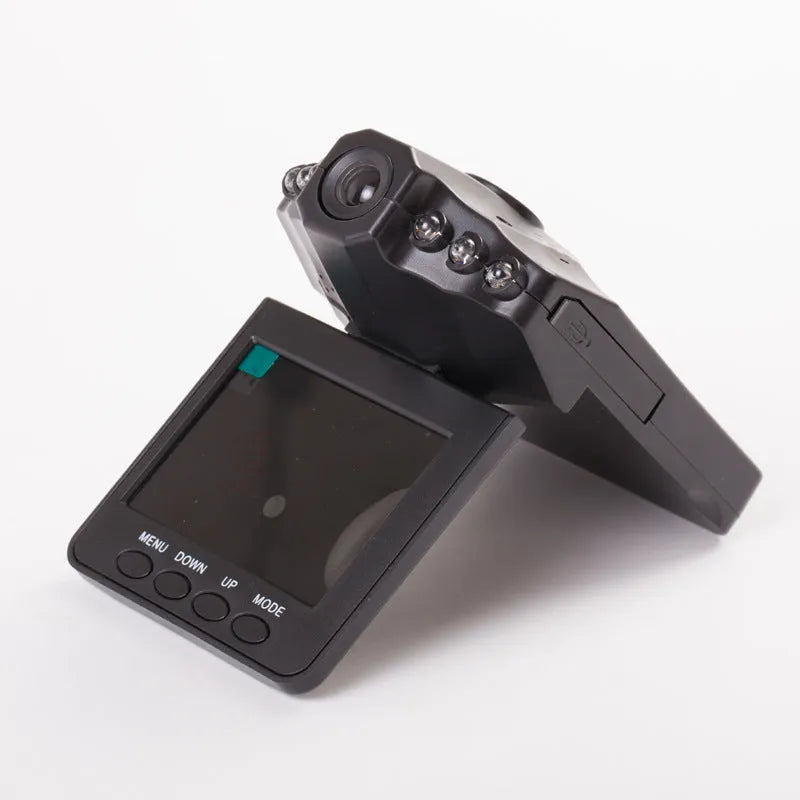 Black HD driving recorder with 2.4-inch rotating colour display, 1280 x 720P video, infrared night vision and USB output