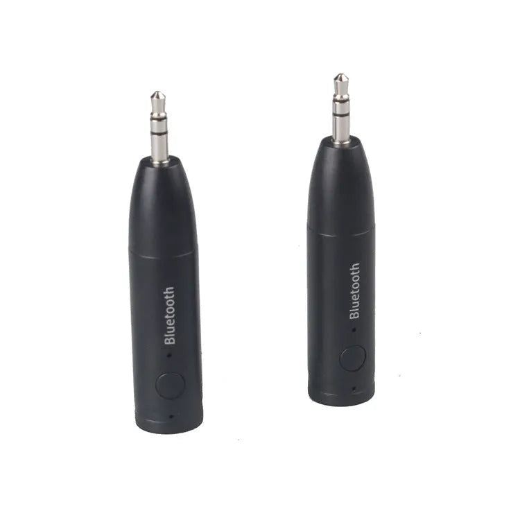 Black Bluetooth audio receiver with AUX connector and USB charging port