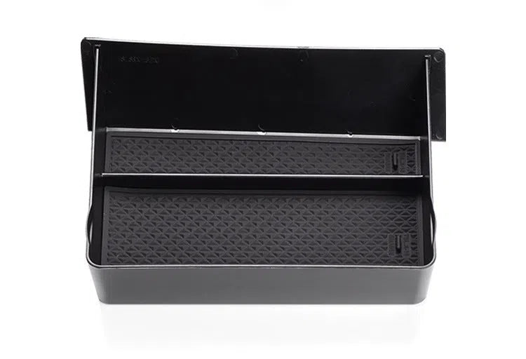 Black plastic car storage grid drawer box for Tesla centre console 26x19x6.5cm