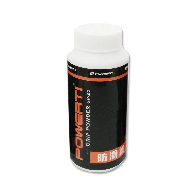 White magnesium carbonate sports anti-slip powder in container for badminton and weightlifting.
