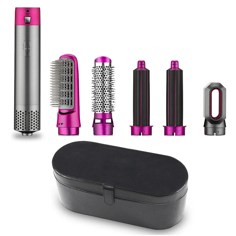 Men and women multifunctional hot air curling iron in plastic with constant temperature, pink colour, compact 32x12.5x12cm size