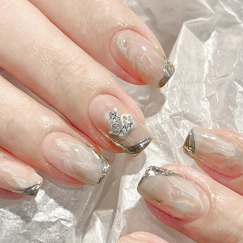 Princess Series Alloy Nail Decoration with Diamond and Pearl Crown Design for French Glitter Ice Transparent European American Ins Style Manicure Square Shape ZS1101 to ZS1116 Styles Available as Single Piece Accessory