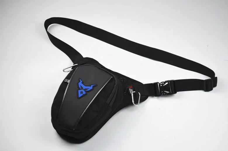 Motorcycle leg bag in Oxford cloth with crossbody, shoulder, waist, and leg mounting options