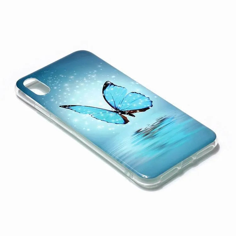 Luminous phone case with butterfly cartoon design for iPhone models