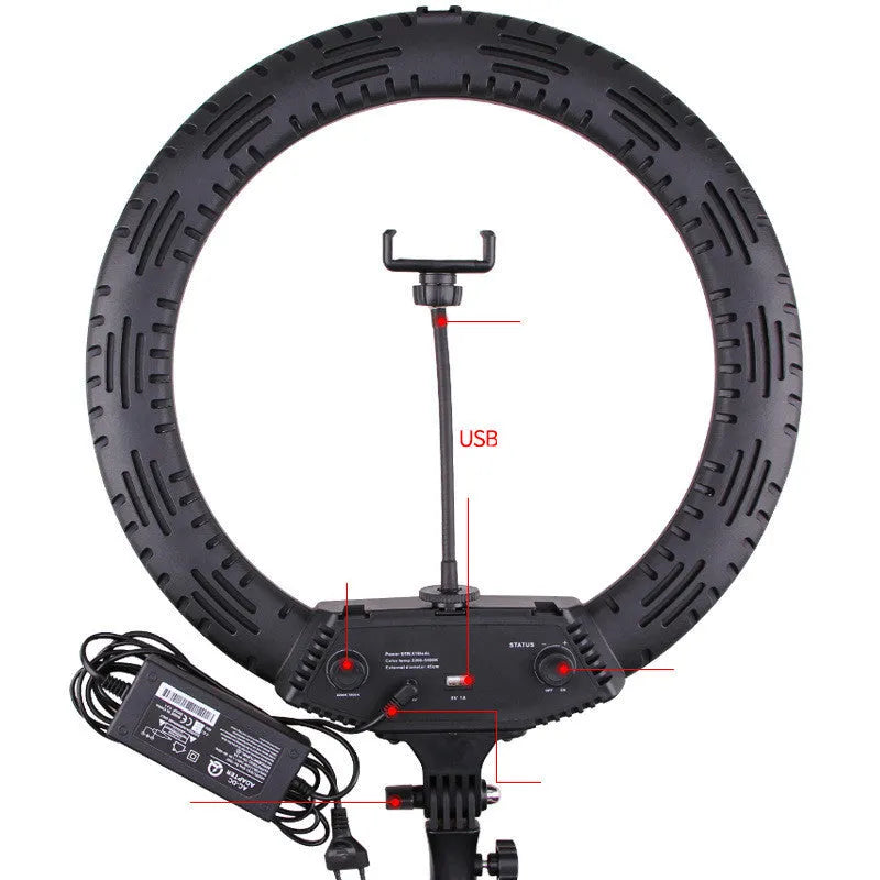 18-inch 65W multi-camera live broadcast ring light with 416 lamp beads and hot shoe port