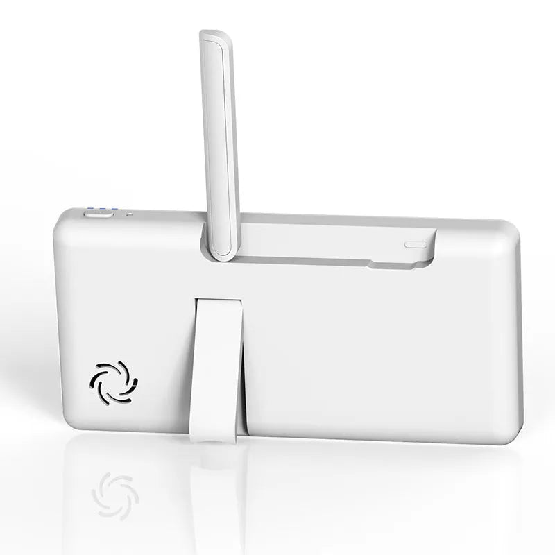 White wireless baby monitor with 5-inch HD screen on a nursery shelf