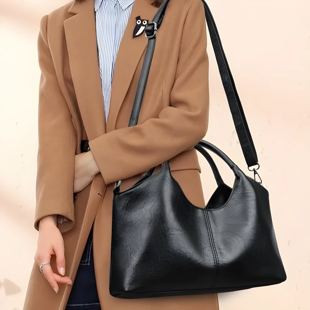 Women's genuine leather crossbody bag in seven colour options showing front view