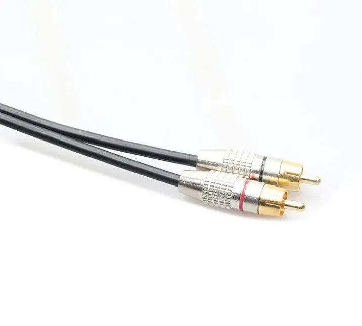 2rca double RCA audio cable in black with two male connectors, 1m length