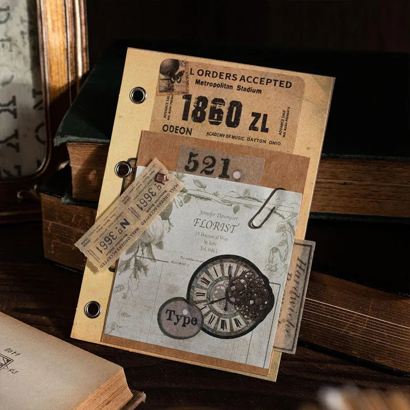 Retro-style A4 paper notebook with decorative card suit in one of six colour theme options.