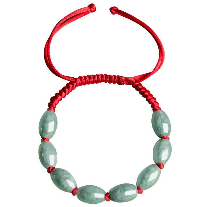National style jade bracelet in dark green men's or red women's design with certificate