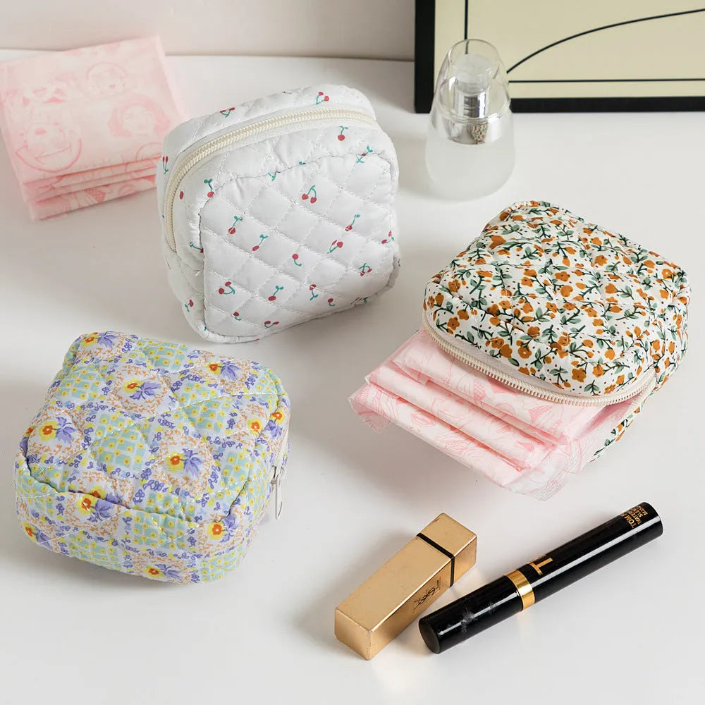 Women's polyester key storage bag with floral patterns including cherry design and red small flower options
