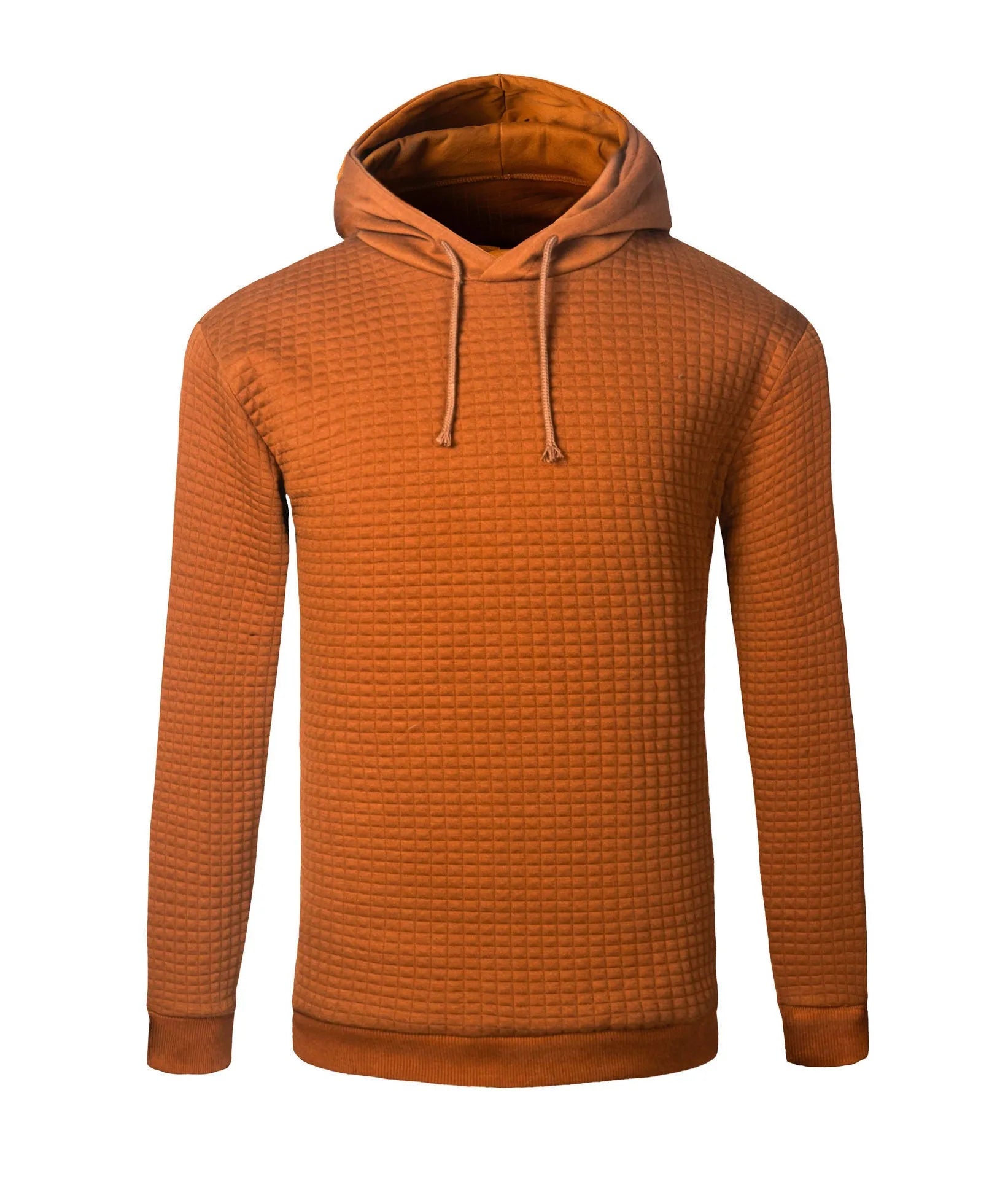 Men's jacquard hoodie long sleeve pullover casual solid colour cotton blend sweatshirt