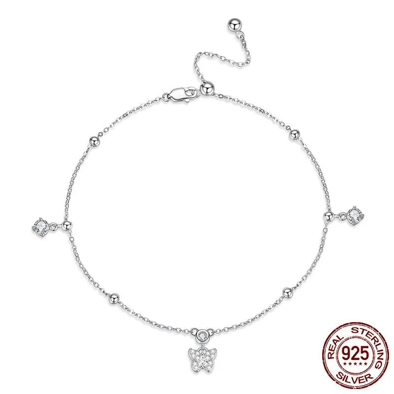 Adjustable 925 silver butterfly anklet for women with simple all-match design and BST012 colour option