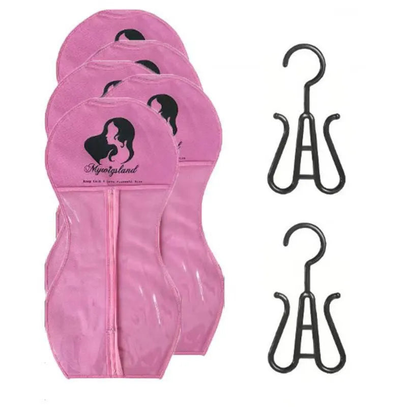 Non-woven zipper dustproof bag for wigs 29x60cm with separate hook in black