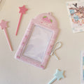 Plaid strawberry cartoon design PVC card holder measuring 7.6 by 13.6 centimetres.