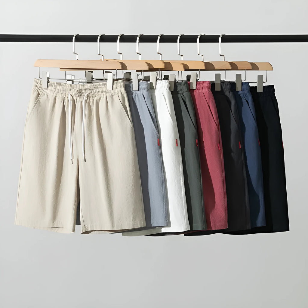 Cotton and linen cropped trousers in a solid colour with a drawstring mid waist.