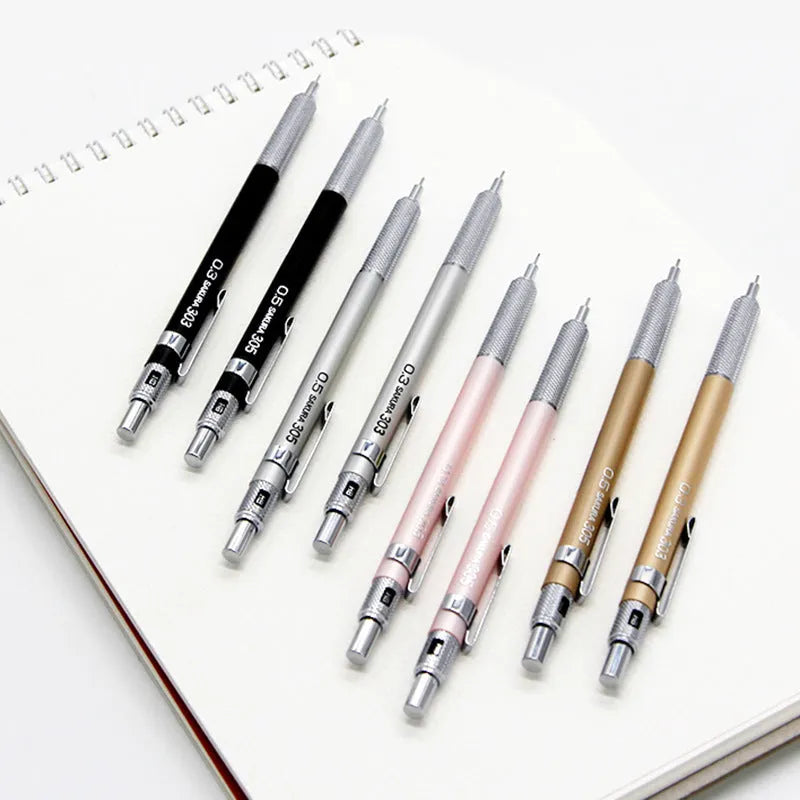 Japanese cherry mechanical pencil in metal construction with 0.5mm or 0.3mm lead options