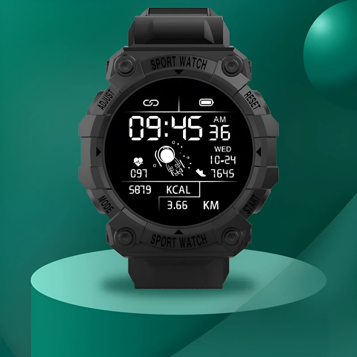 Spaceman Round FD68S smart bracelet with 144 large colour screen, TFT touch display, available in pink, red, green and black