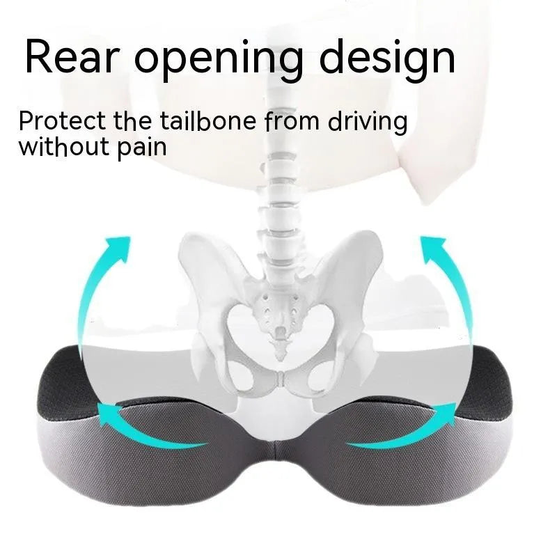 Curved bevel seat cushion in solid colour with memory foam core for tailbone and driving support