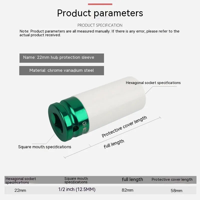 Single 45# steel hexagon socket for pneumatic wrench in size 17mm 19mm 21mm or 22mm OPP packaging