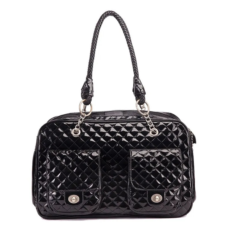 Portable pet bag for Teddy pets made from PVC material, medium hardness, black colour option