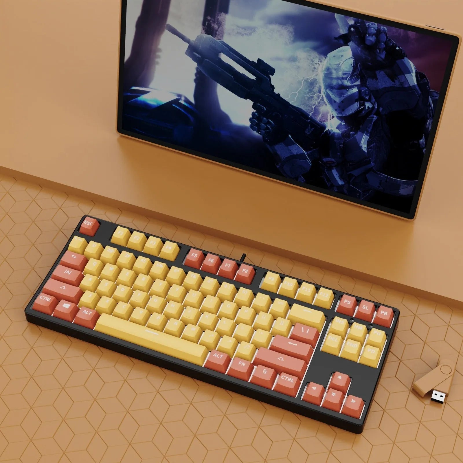 87-key wired mechanical keyboard with two-colour backlighting and hot-swappable switches
