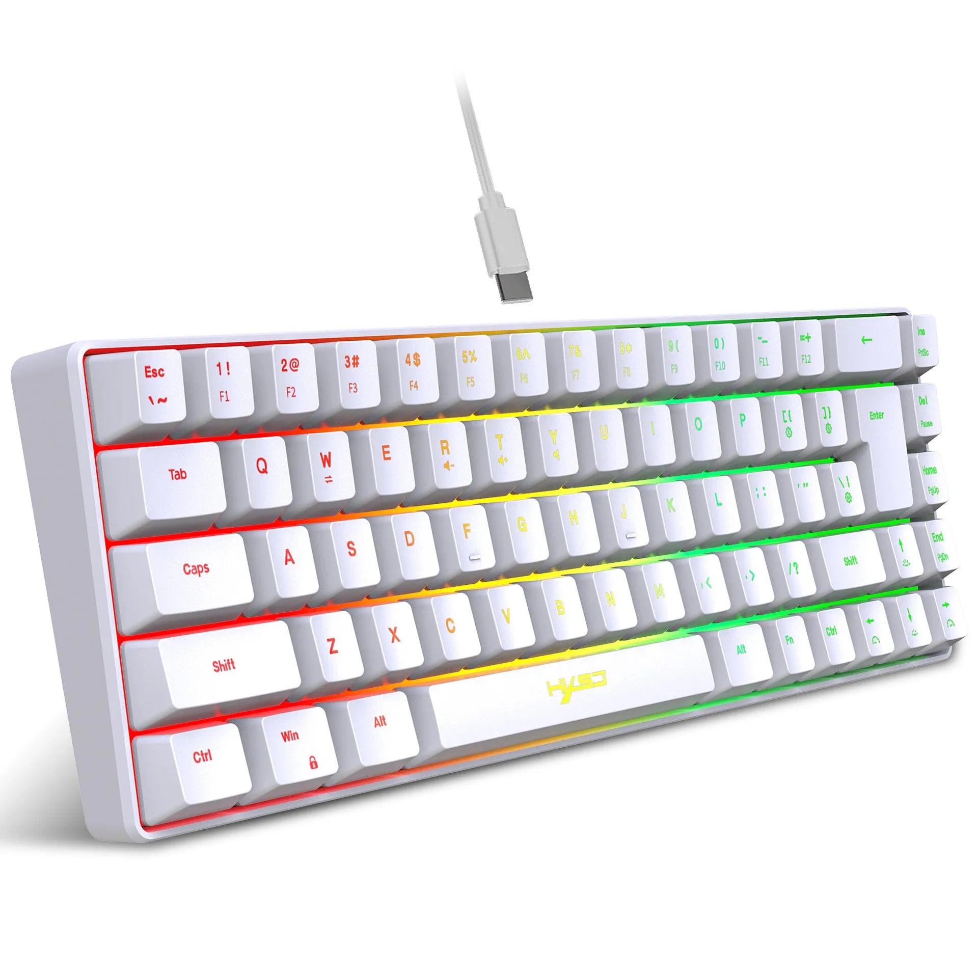 Mechanical feeling membrane gaming keyboard with 68 keys, compact ABS design, 1.7m cable, black colour