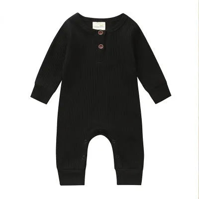 Baby cotton jumpsuit with snap closure long sleeves 60cm height neutral colour