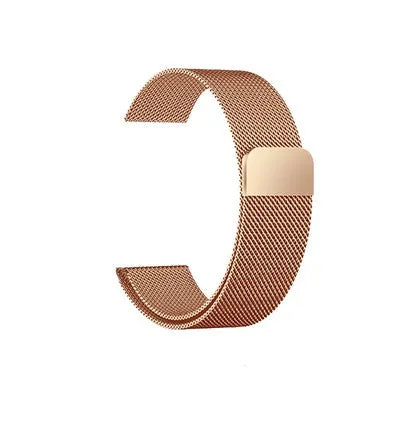 Stainless steel watch strap in silver, shown fitting a watch with a 42mm case.