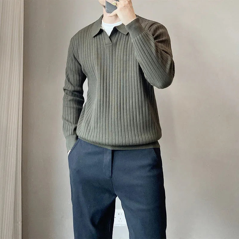 Men's loose fit modal and rabbit fur blend knitted sweater in autumn colours