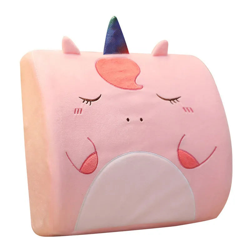 Cartoon character office cushion with removable memory foam insert on a desk chair