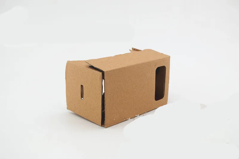 Pink and white cardboard VR glasses headset for smartphones up to 6 inches.